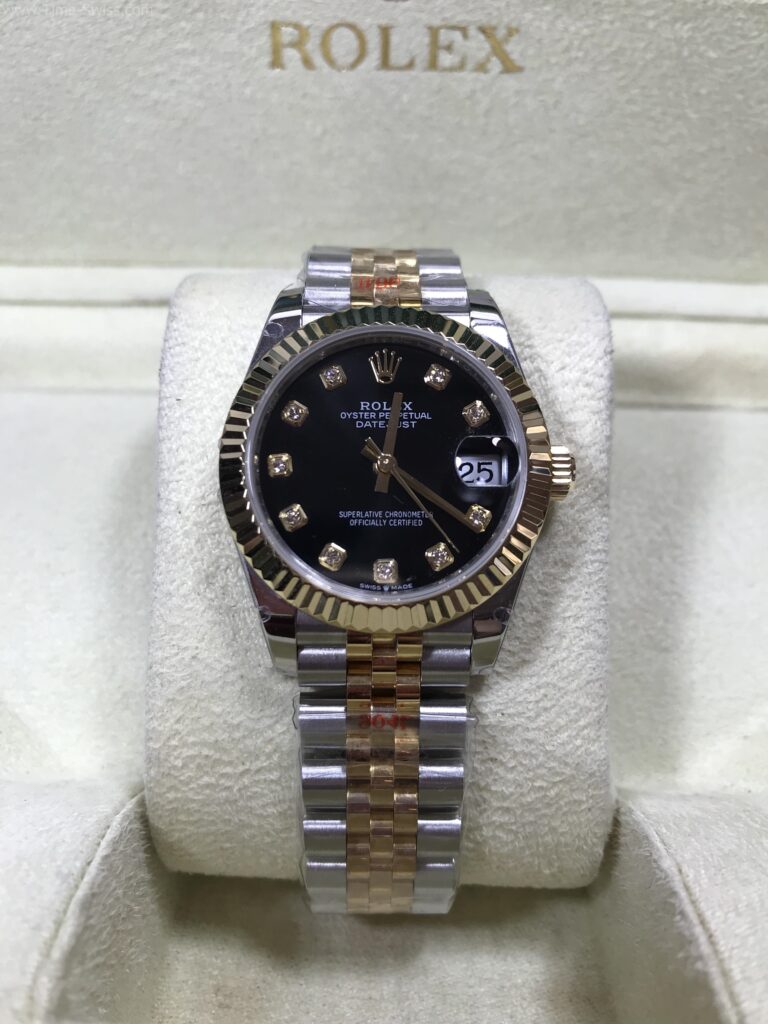 Rolex Datejust Two Tone Black Dial 31mm EW Swiss เรือน2k หน้าดำเพชร สายจูบีลี่ ผู้หญิง 01