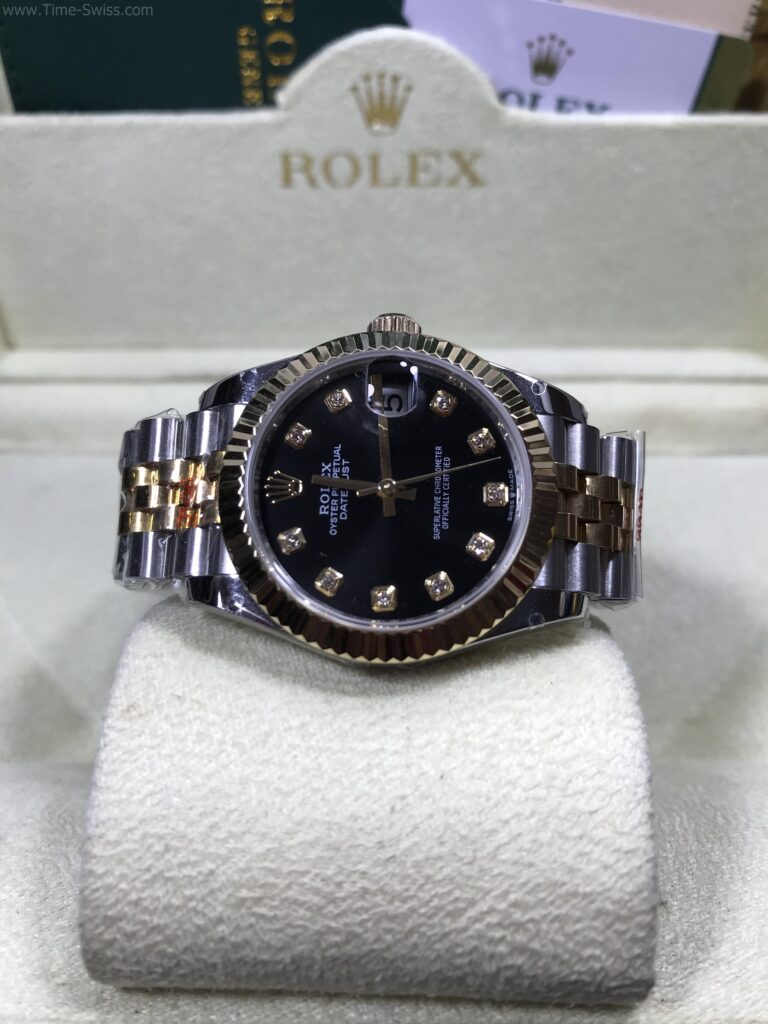 Rolex Datejust Two Tone Black Dial 31mm EW Swiss เรือน2k หน้าดำเพชร สายจูบีลี่ ผู้หญิง 09