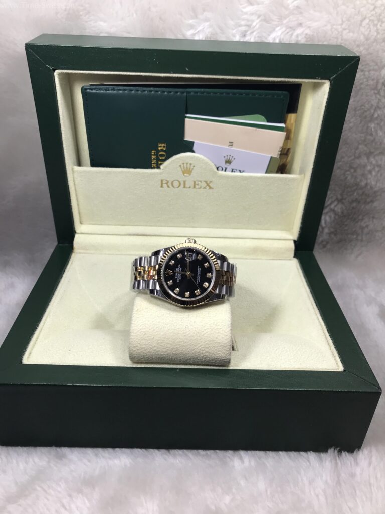 Rolex Datejust Two Tone Black Dial 31mm EW Swiss เรือน2k หน้าดำเพชร สายจูบีลี่ ผู้หญิง 10