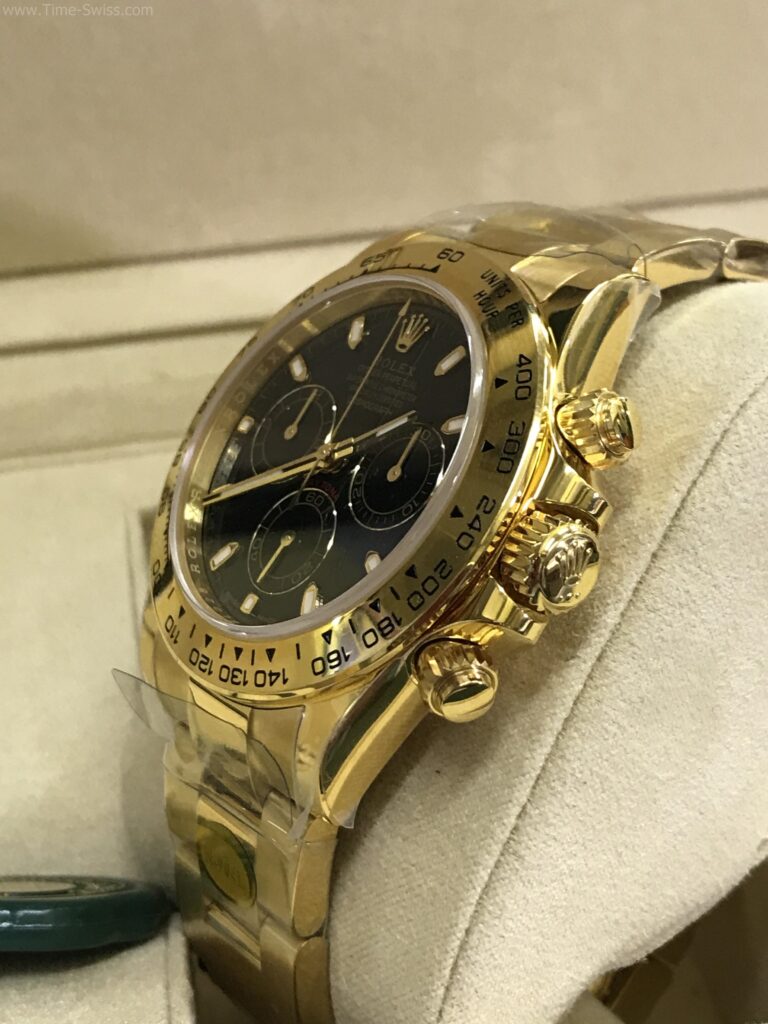 Rolex Daytona Gold 4130 Black Noob Swiss เรือนทอง หน้าดำ สายทอง 02