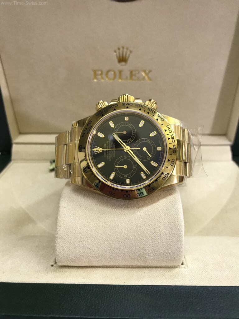 Rolex Daytona Gold 4130 Black Noob Swiss เรือนทอง หน้าดำ สายทอง 08