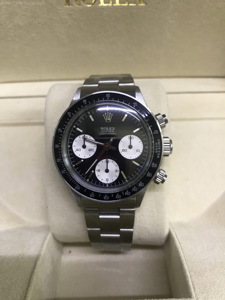 Rolex Daytona Vintage Paul Newman Black 37mm Swiss เรือนเงิน หน้าดำ ขอบในดำ 01