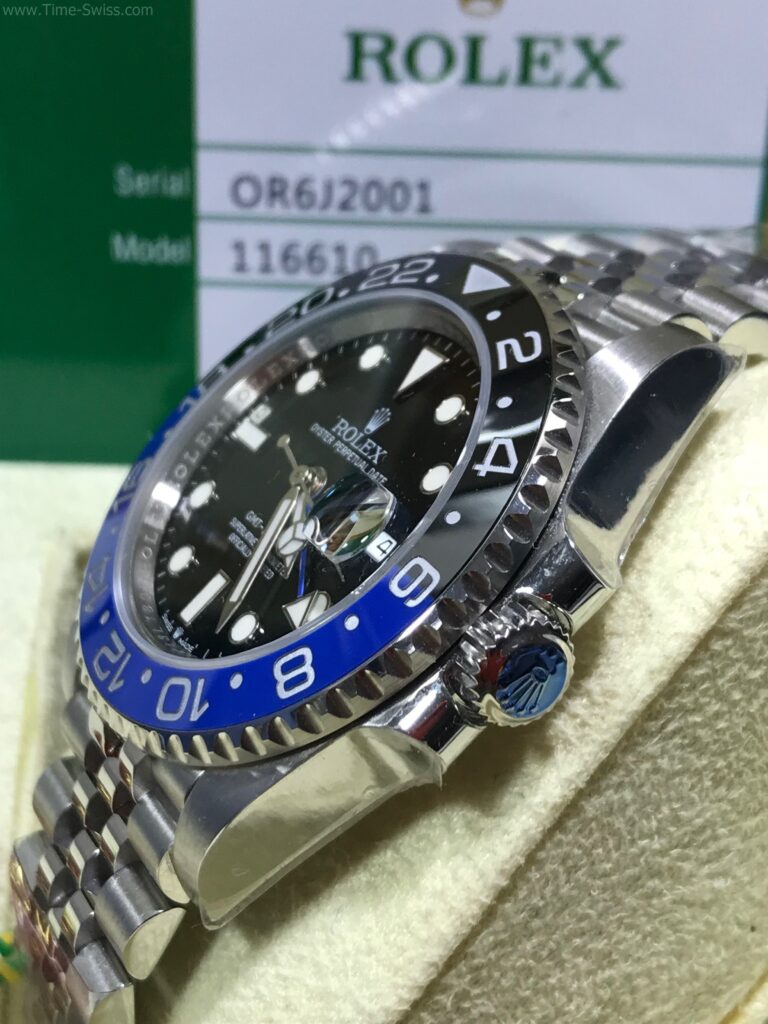 Rolex GMT Ceramic Batman Jubilee 40mm Swiss เรือนเงิน หน้าดำ ขอบเซลามิกดำน้ำเงิน แบทแมน สายจูบีลี่5ข้อ 02