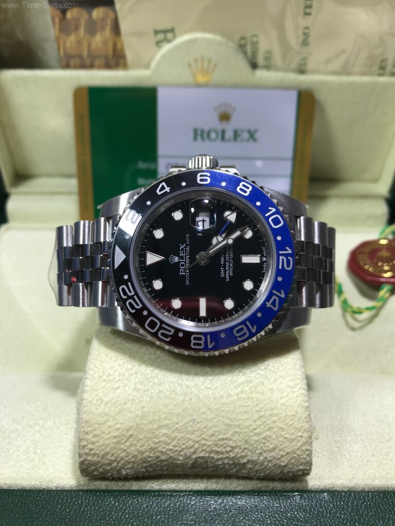 Rolex GMT Ceramic Batman Jubilee 40mm Swiss เรือนเงิน หน้าดำ ขอบเซลามิกดำน้ำเงิน แบทแมน สายจูบีลี่5ข้อ 08