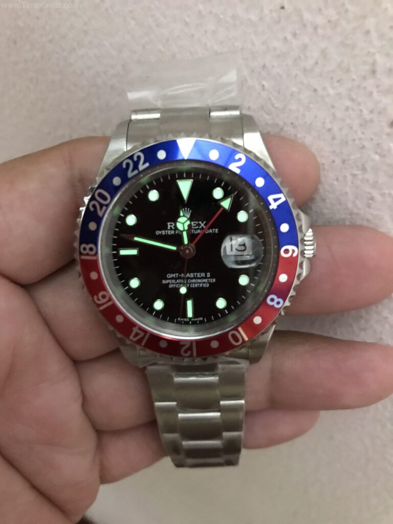 Rolex GMT Red-Blue Pepsi 40mm Swiss เรือนเงิน ขอบฟิล์มแดงน้ำเงิน เป๊ปซี่ วินเทจ 07