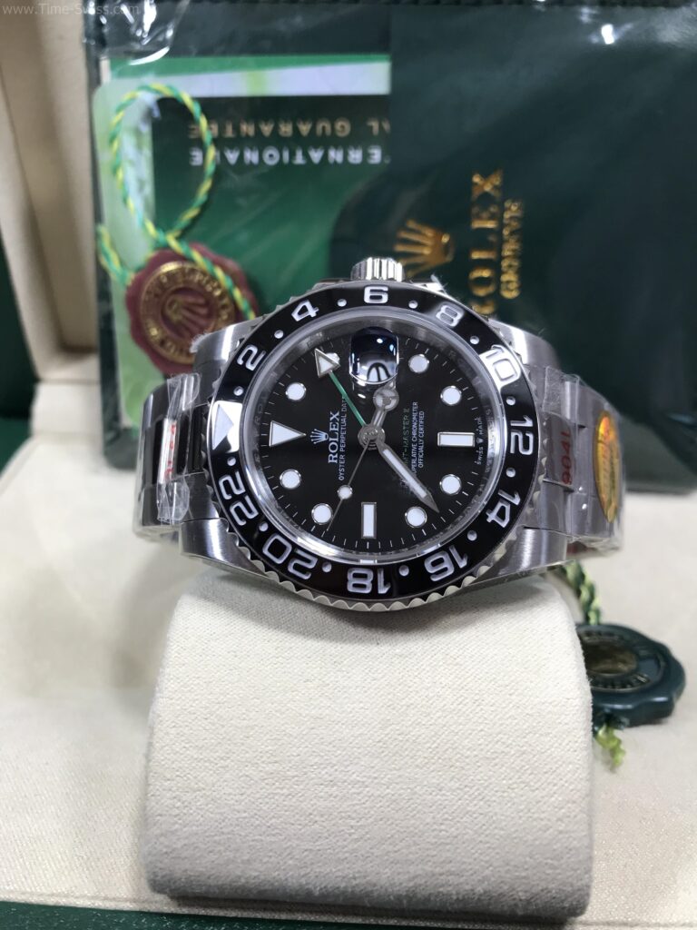 Rolex GMT Ceramic Black Green Hand 40mm SW Swiss เรือนเงิน หน้าดำ เข็มเขียว 06