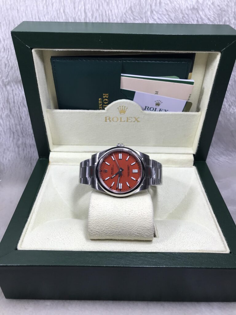 Rolex Oyster Perpetual Red 36mm EW Swiss เรือนเงิน หน้าแดง 09