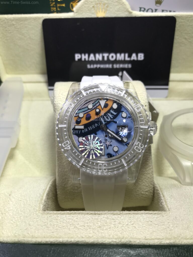 Rolex Phantomlab Crystal HBD Luke 40mm GR Swiss เรือนใส หน้าHappy 01