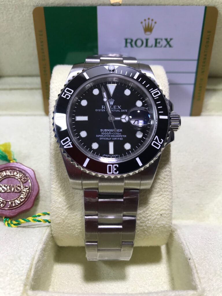 Rolex Submariner Ceramic Black 2836 Swiss เรือนเงิน หน้าดำ ขอบเซลามิก 01