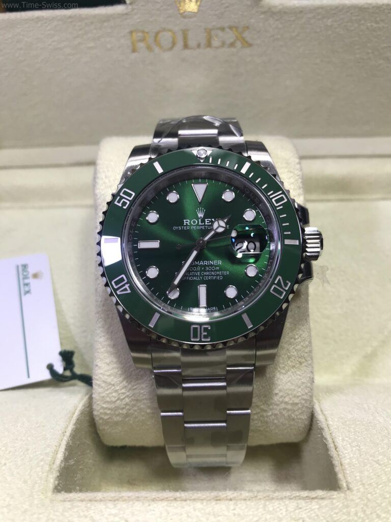 Rolex Submariner Ceramic Green Hulk 41mm 3135 VSF Swiss เรือนเงิน หน้าเขียว ขอบเซลามิกเขียว 01