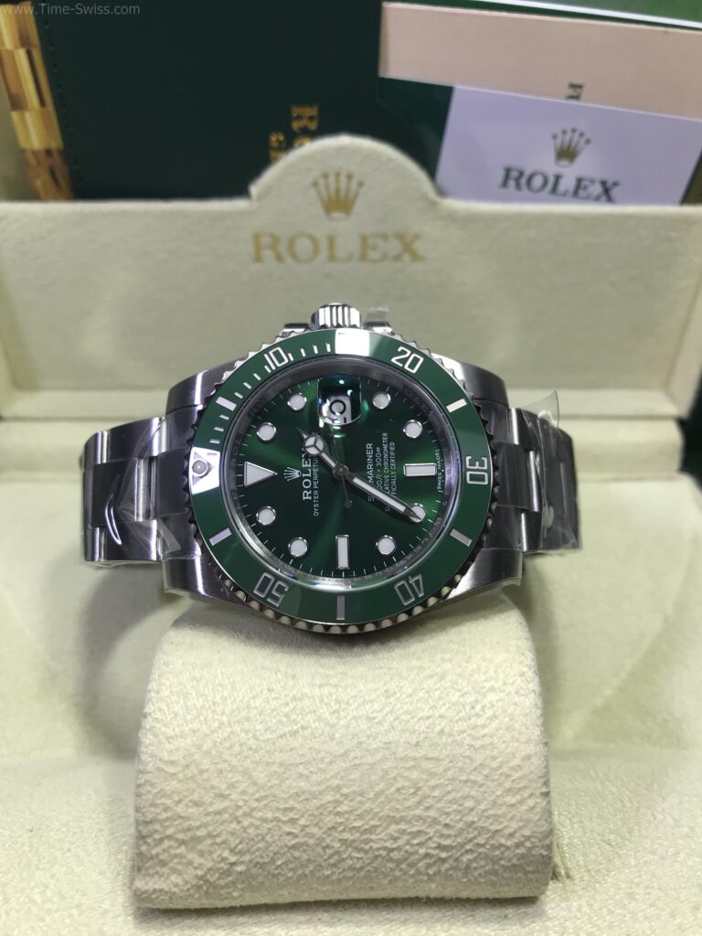 Rolex Submariner Ceramic Green Hulk 41mm 3135 VSF Swiss เรือนเงิน หน้าเขียว ขอบเซลามิกเขียว 09