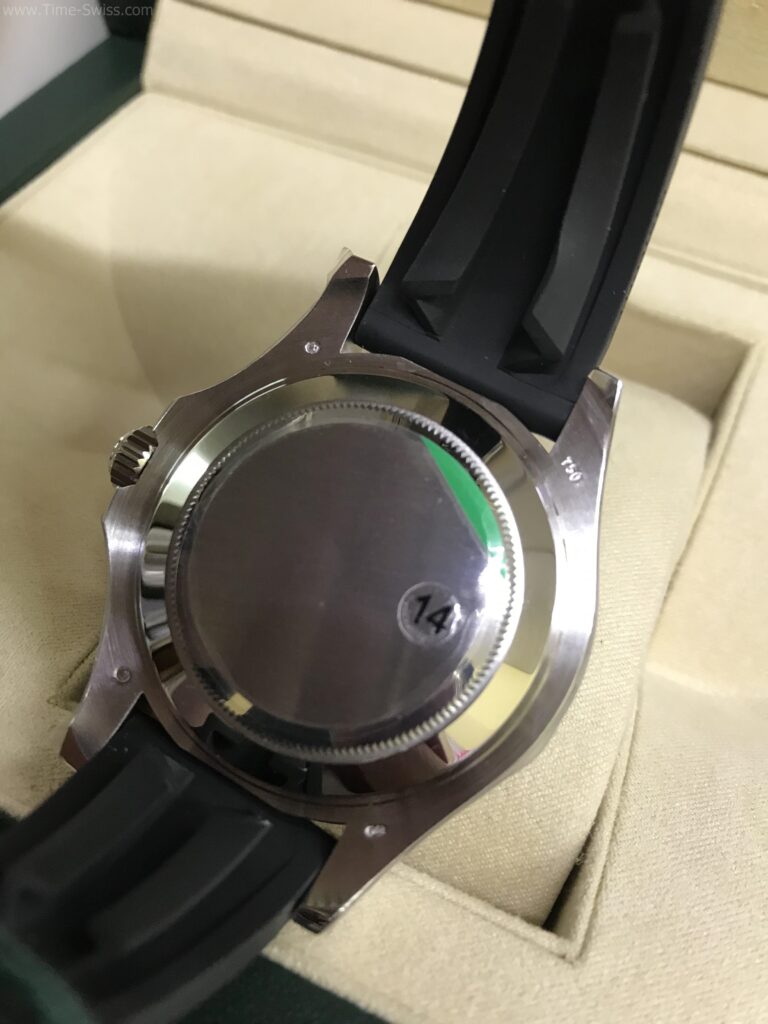 Rolex Yachtmaster Black Dial 43mm VSF Swiss เรือนเงิน หน้าดำ สายยาง 03