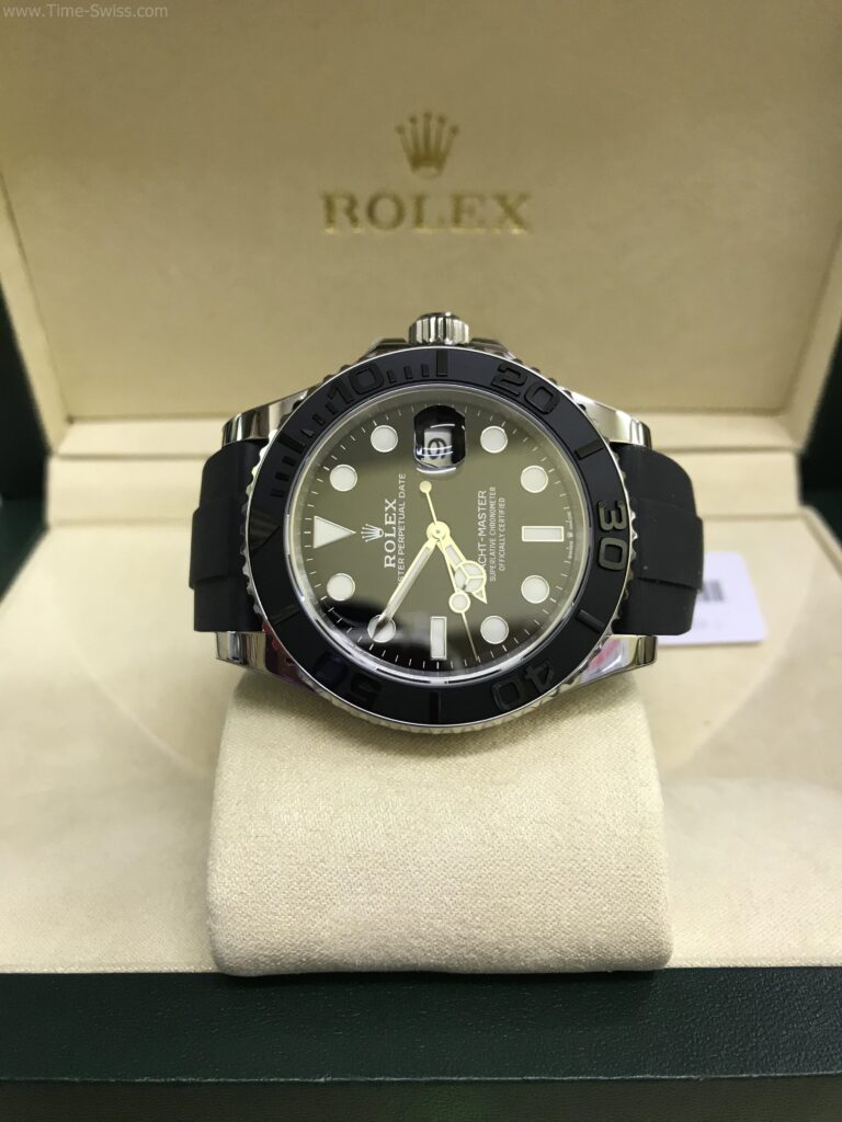 Rolex Yachtmaster Black Dial 43mm VSF Swiss เรือนเงิน หน้าดำ สายยาง 06