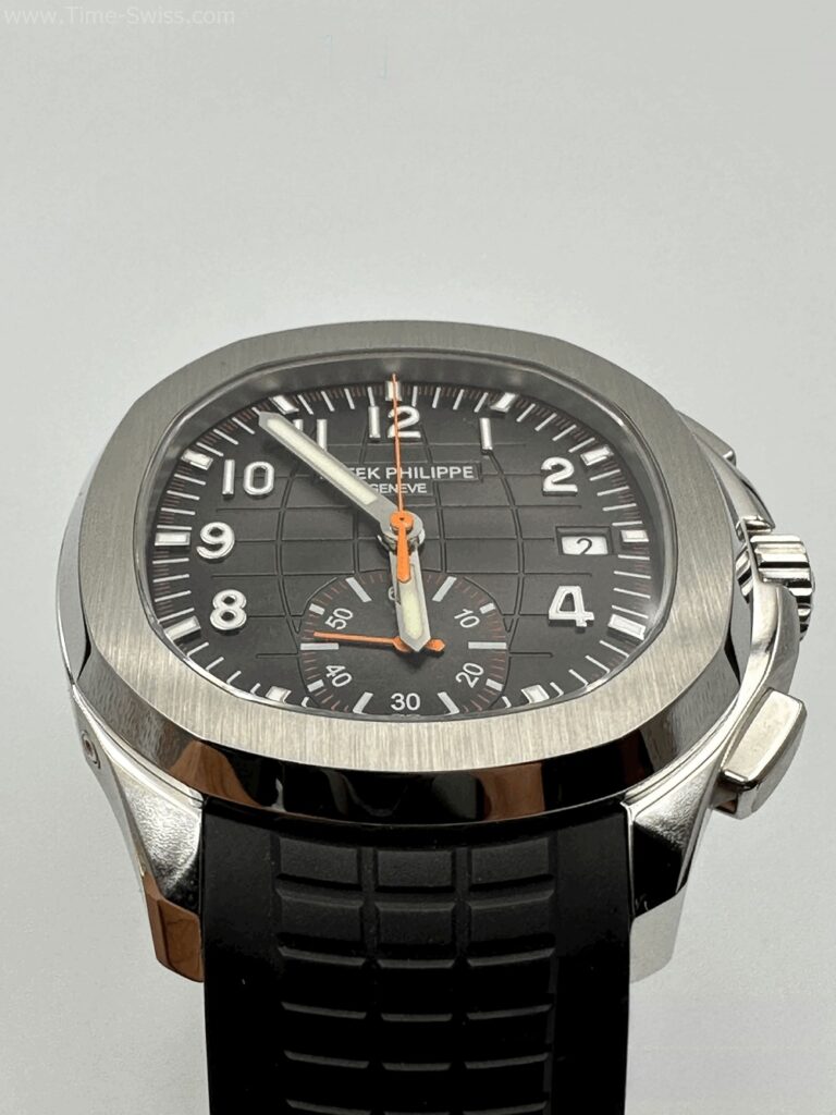 Patek Aquanaut Black Dial Rubble 42mm JF Swiss เรือนเงิน หน้าดำ เข็มส้ม สายหนัง 04