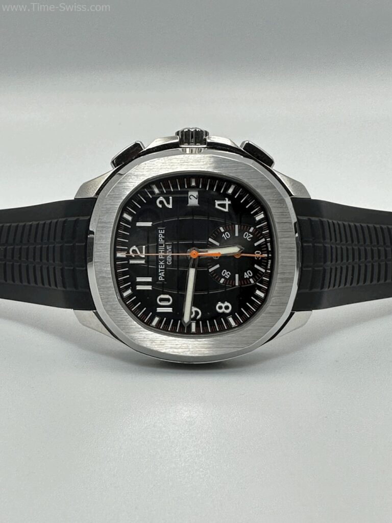 Patek Aquanaut Black Dial Rubble 42mm JF Swiss เรือนเงิน หน้าดำ เข็มส้ม สายหนัง 07