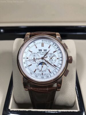 Patek Geneve Chronograph Rose Gold White Dial 42mm CC