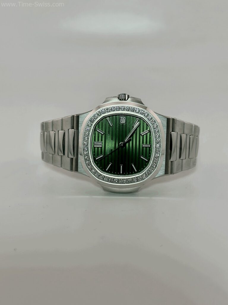 Patek Nautilus 5711-1A Diamond Green Dial 3K Swiss เรือนเงิน ขอบเพชร หน้าเขียว 02