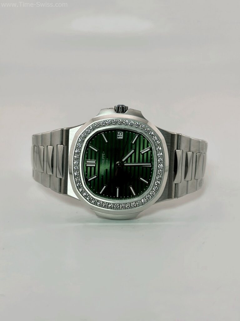 Patek Nautilus 5711-1A Diamond Green Dial 3K Swiss เรือนเงิน ขอบเพชร หน้าเขียว 07