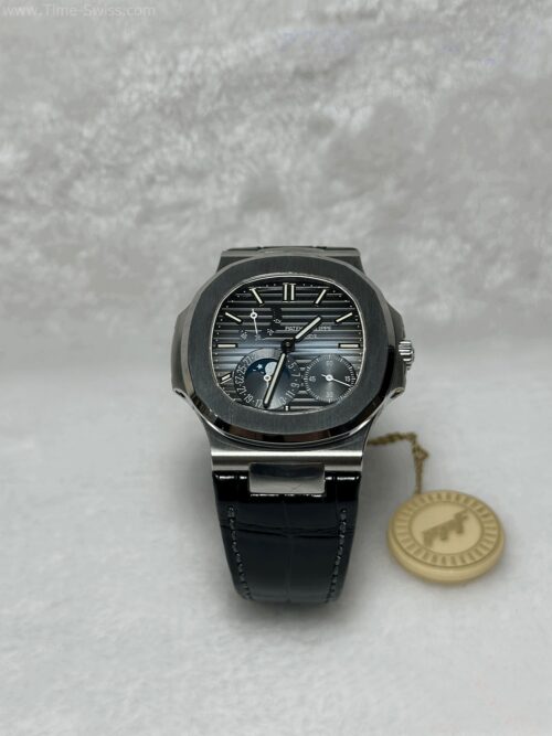 Patek Nautilus 5712-1A Moon Phase Blue Dial Leather Strap PPF V3 Swiss