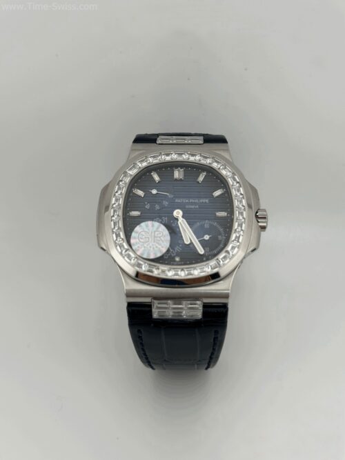 Patek Nautilus 5712G Diamond Blue Dial 40mm Leather Strap GR Swiss