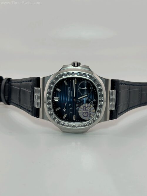 Patek Nautilus 5712G Diamond Blue Dial 40mm Leather Strap GR Swiss