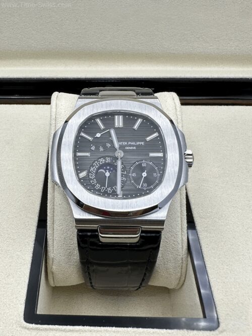 Patek Nautilus 5712G Moon Phase Black Dial 40mm Leather Strap ZF Swiss