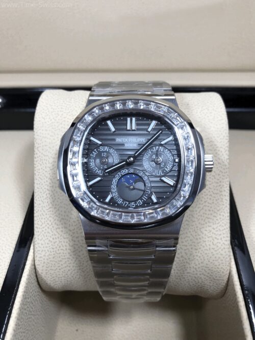 Patek Nautilus 5740 Grey Dial Diamond 40mm GR Swiss