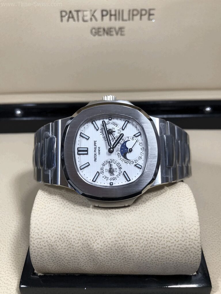 Patek Nautilus 5740 White Dial 40mm GR Swiss เรือนเงิน หน้าขาว 02