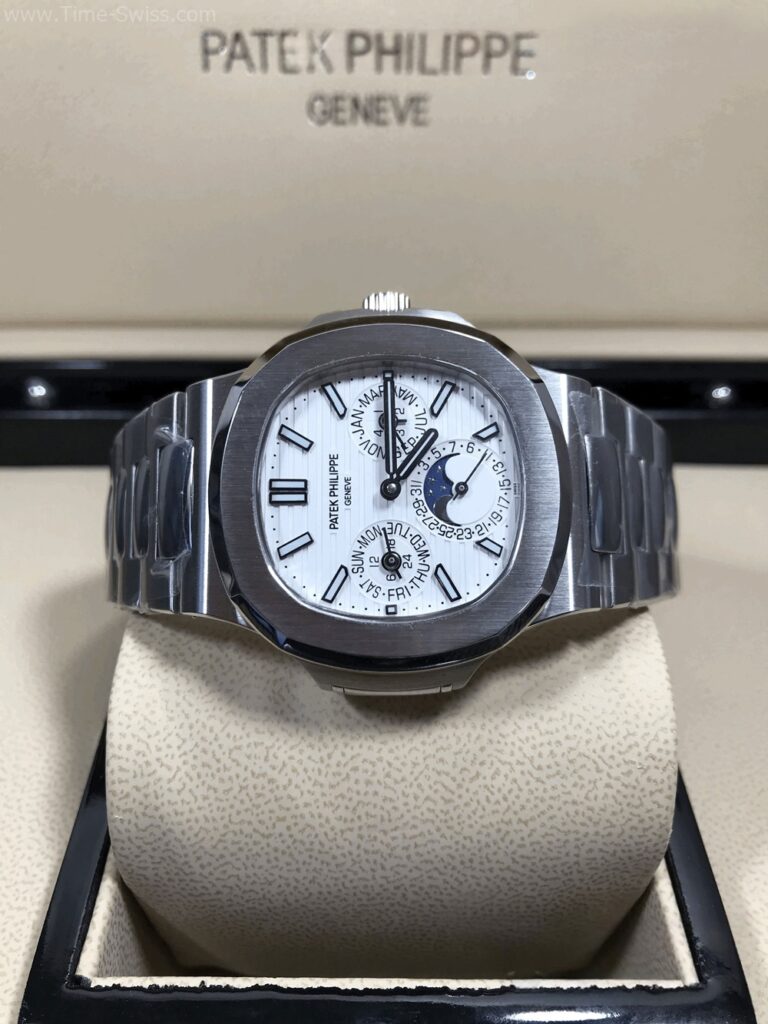 Patek Nautilus 5740 White Dial 40mm GR Swiss เรือนเงิน หน้าขาว 07