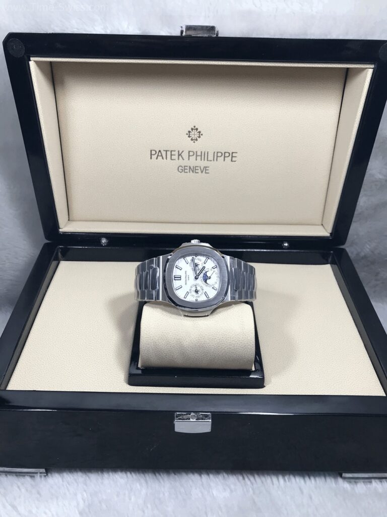 Patek Nautilus 5740 White Dial 40mm GR Swiss เรือนเงิน หน้าขาว 08