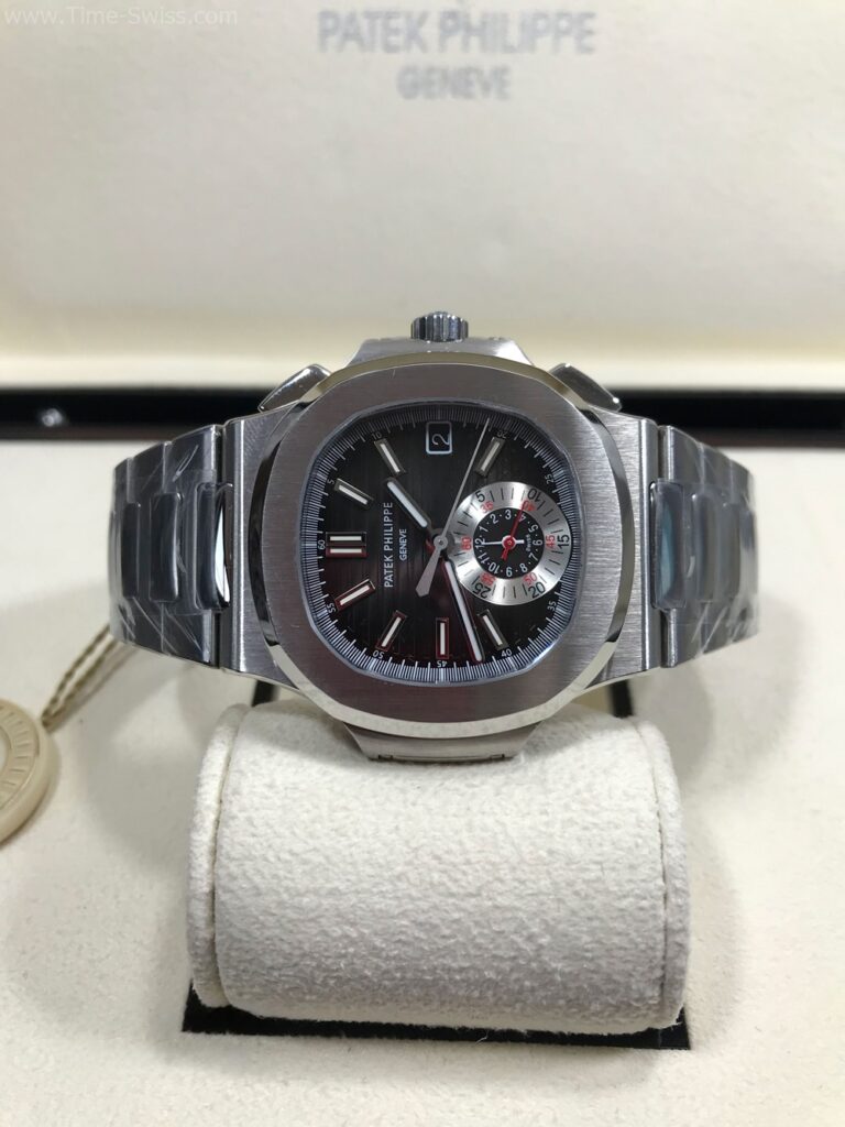 Patek Nautilus 5980-1A Black Dial 40mm PPF Swiss ยักษ์ตาเดียว เรือนเงิน หน้าดำ สายเลส 08