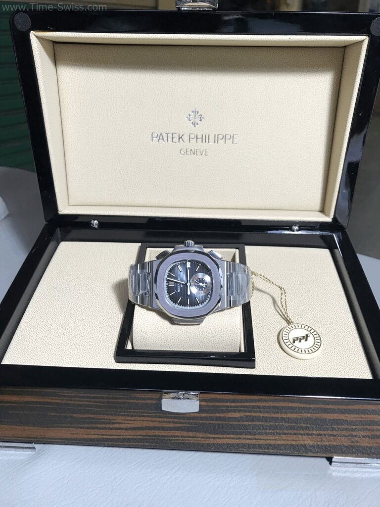 Patek Nautilus Blue Dial 40mm PPF Swiss ยักษ์ตาเดียว เรือนเงิน หน้าน้ำเงิน สายเลส 08