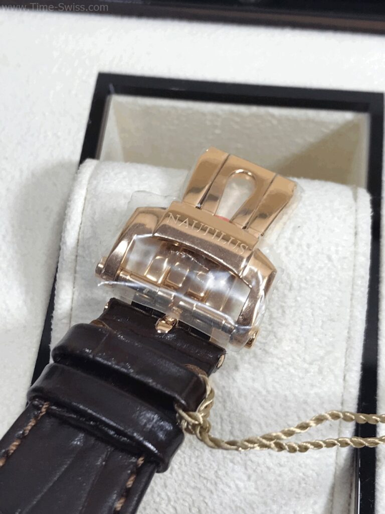 Patek Nautilus Rose Gold 40mm PPF V4 Swiss เรือนทองพิ้ง หน้าดำ สายหนัง 07