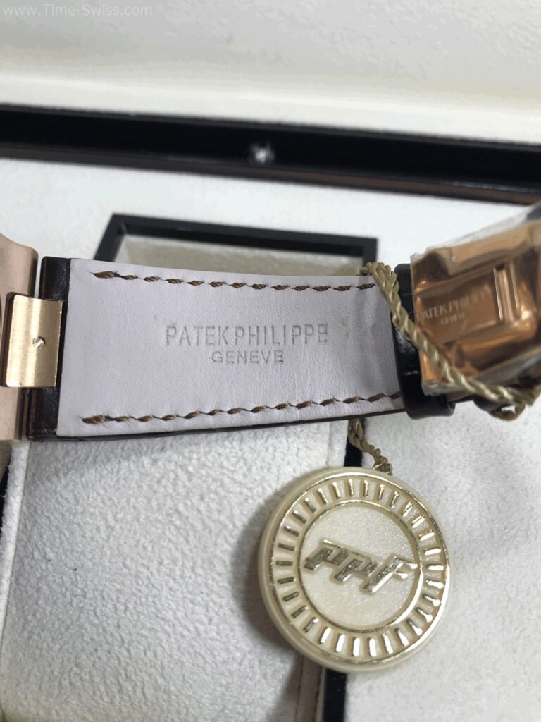 Patek Nautilus Rose Gold 40mm PPF V4 Swiss เรือนทองพิ้ง หน้าดำ สายหนัง 08