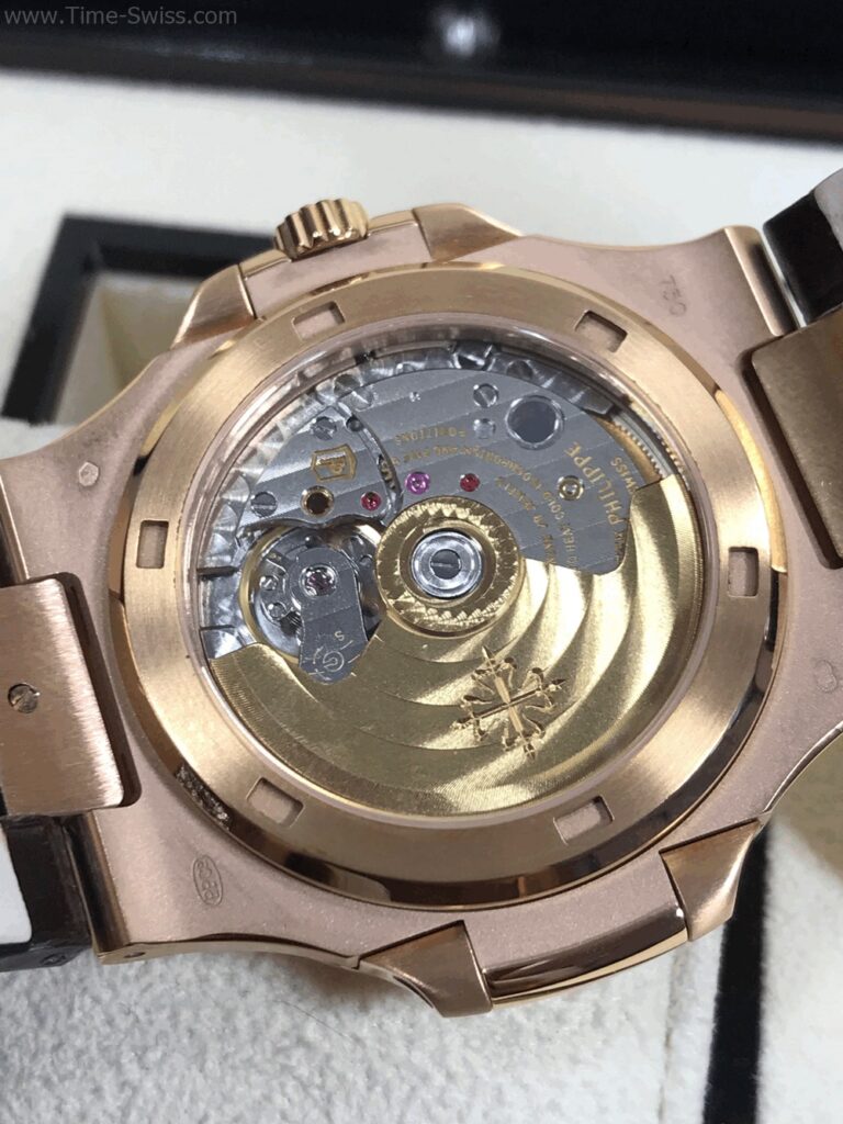 Patek Nautilus Rose Gold 40mm PPF V4 Swiss เรือนทองพิ้ง หน้าดำ สายหนัง 09