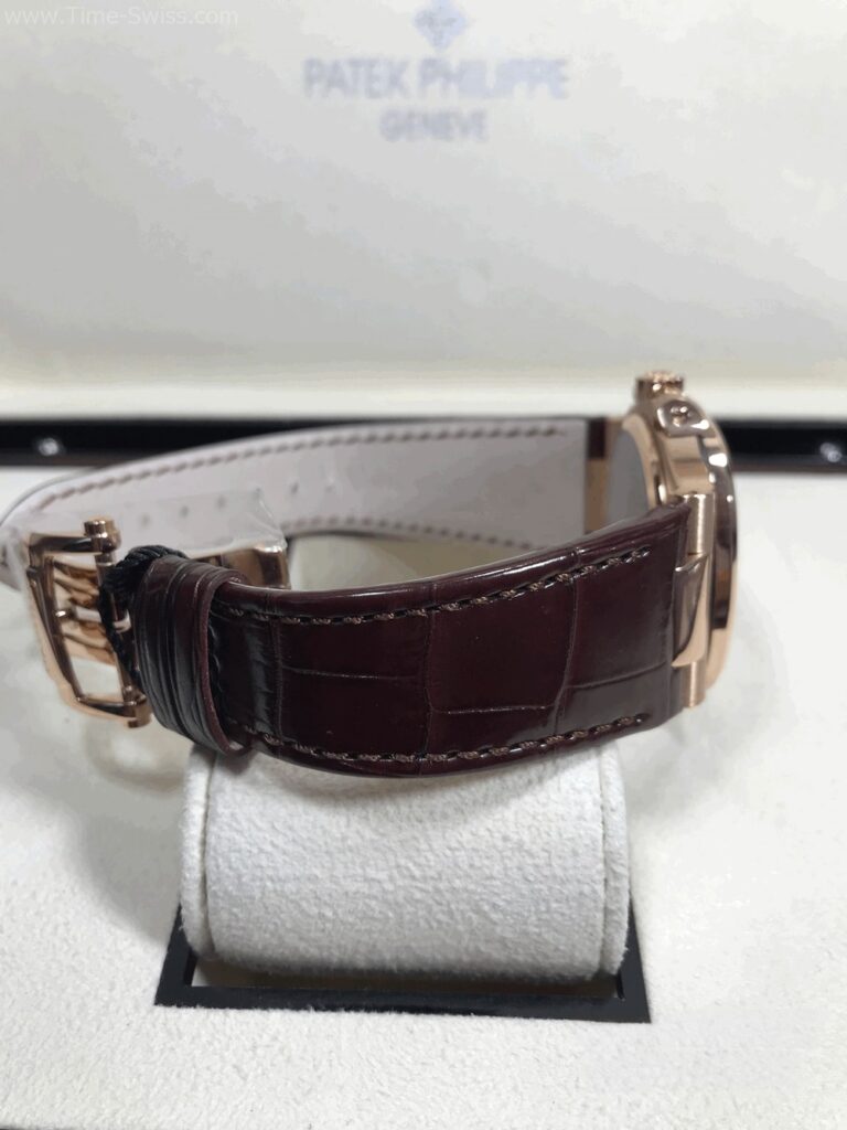 Patek Nautilus Moon Phase Rose Gold 40mm ZF Swiss เรือนทองพิ้ง หน้าดำ Power สายหนัง 04
