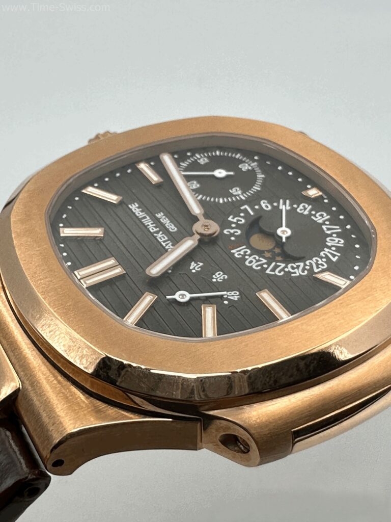 Patek Nautilus Rose Gold 40mm Leather Strap ZF V3 Swiss เรือนทองพิ้ง สายหนังน้ำตาล 04