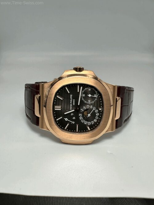 Patek Nautilus 5712R Rose Gold 40mm Leather Strap ZF V3 Swiss