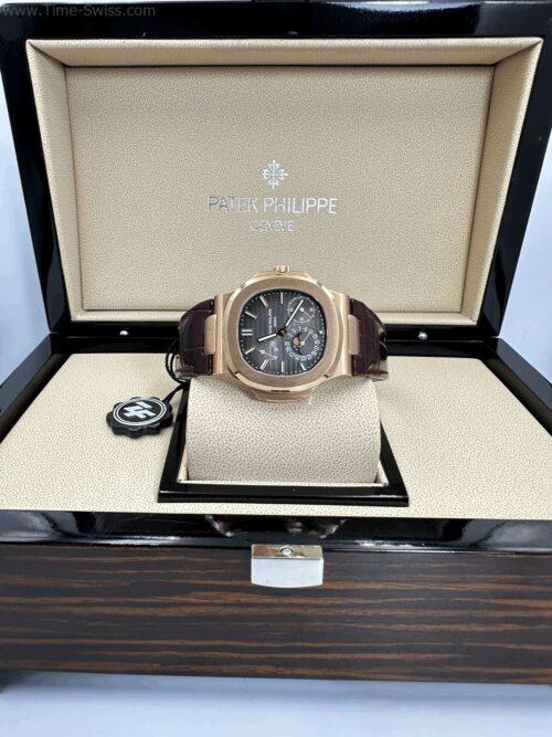 Patek Nautilus 5712R Rose Gold 40mm Leather Strap ZF V3 Swiss