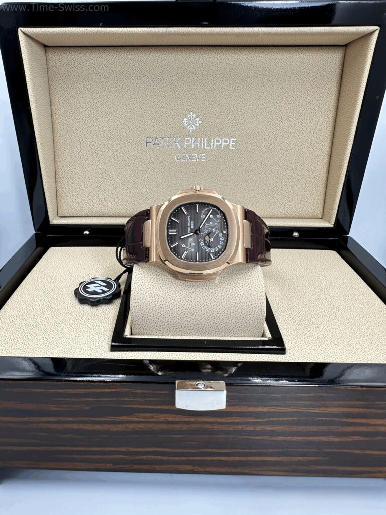 Patek Nautilus Rose Gold 40mm Leather Strap ZF V3 Swiss เรือนทองพิ้ง สายหนังน้ำตาล 08