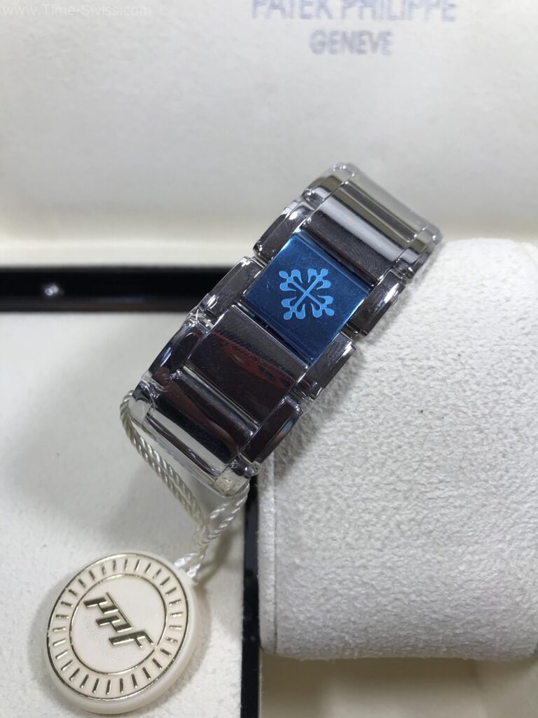 Patek Twenty-4 Blue Dial 30mm PPF Ladies Swiss หน้าน้ำเงิน เรือนเงิน ขอบเพชร 05