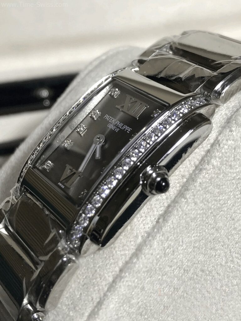 Patek Twenty-4 Grey Dial 30mm PPF Ladies Swiss หน้าเทา เรือนเงิน ขอบเพชร 03