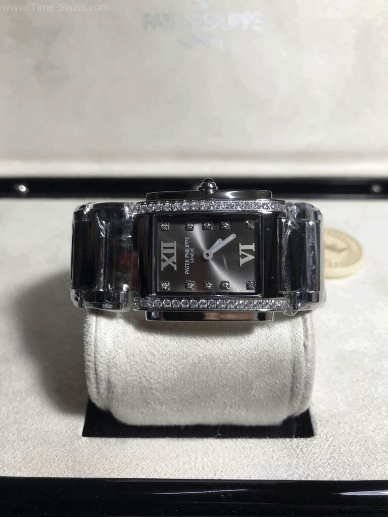 Patek Twenty-4 Grey Dial 30mm PPF Ladies Swiss หน้าเทา เรือนเงิน ขอบเพชร 08