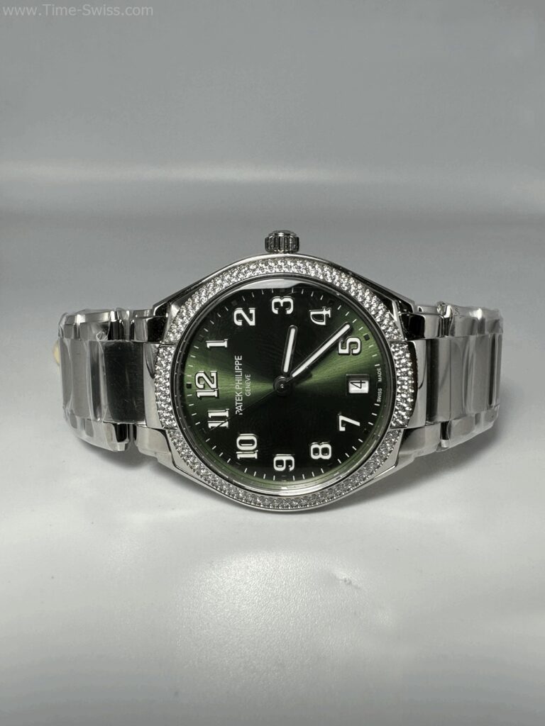 Patek Twenty-4 7300 Green Dial Diamond 36mm PPF V2 Swiss เรือนเงิน ขอบเพชร หน้าเขียว 08
