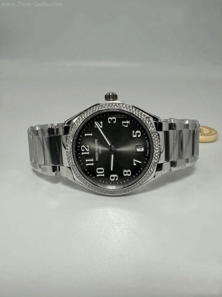 Patek Twenty-4 7300 Grey Dial 36mm PPF V2 Swiss เรือนเงิน ขอบเพชร หน้าเทา 08