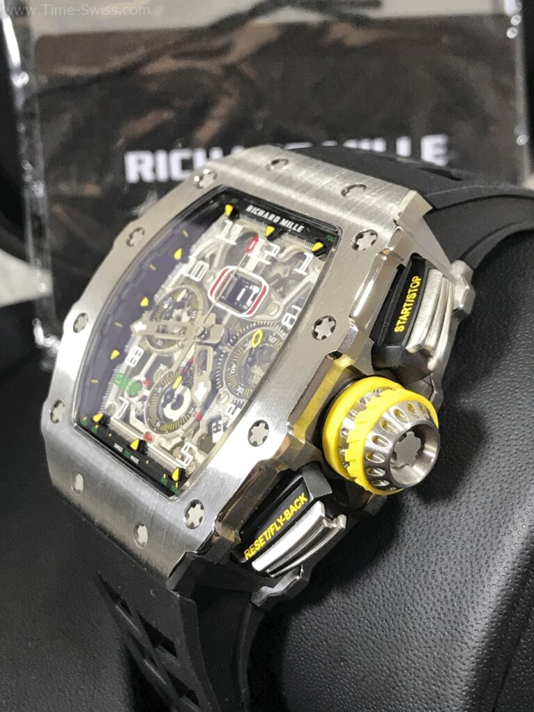 Richard Mille RM011-03 ST Black Rubber KV V4 Swiss เรือนเงิน สายยางดำ 02