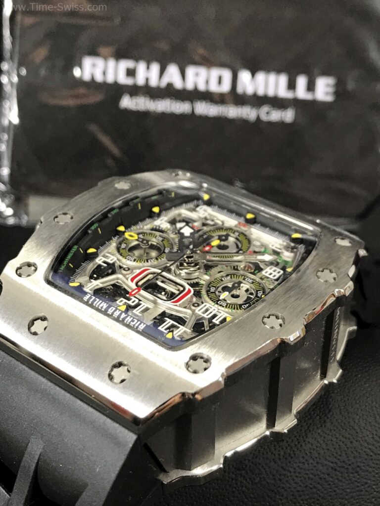 Richard Mille RM011-03 ST Black Rubber KV V4 Swiss เรือนเงิน สายยางดำ 04