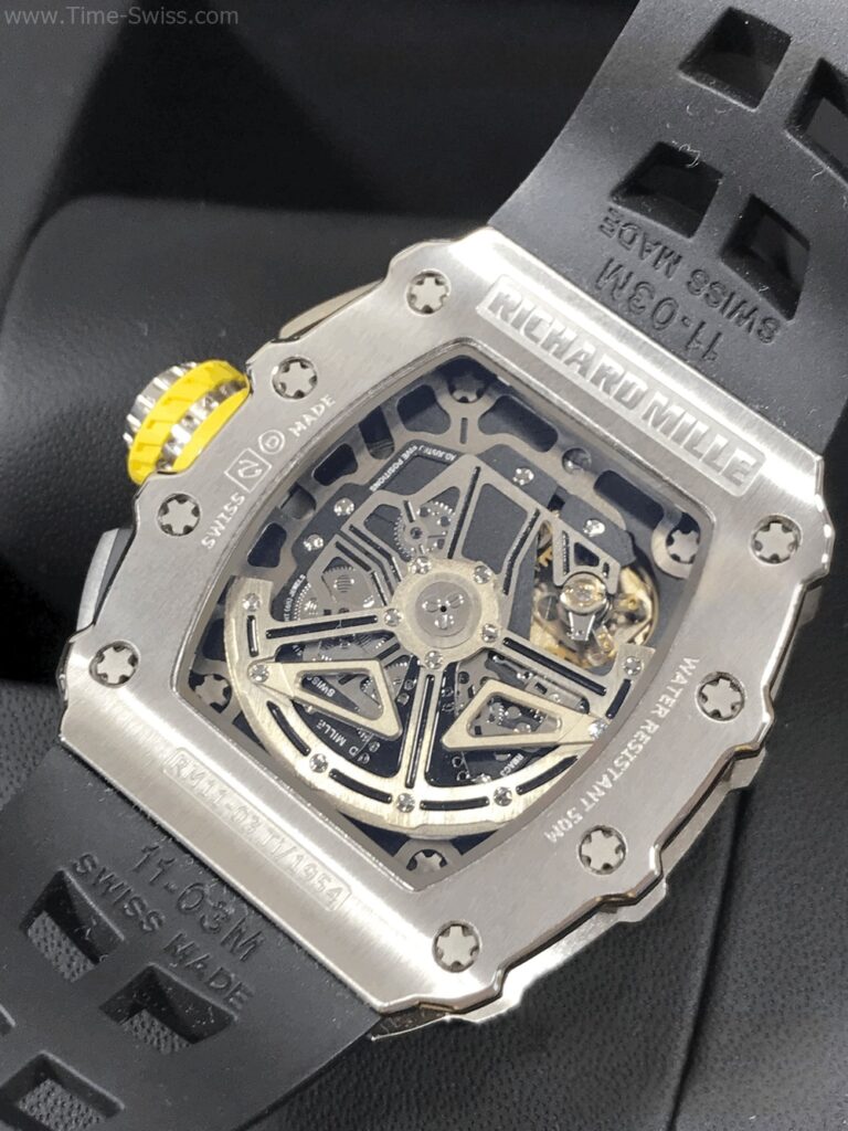 Richard Mille RM011-03 ST Black Rubber KV V4 Swiss เรือนเงิน สายยางดำ 07