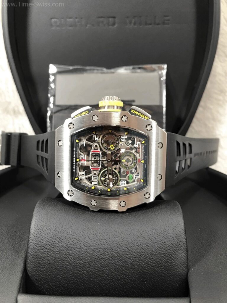 Richard Mille RM011-03 ST Black Rubber KV V4 Swiss เรือนเงิน สายยางดำ 08