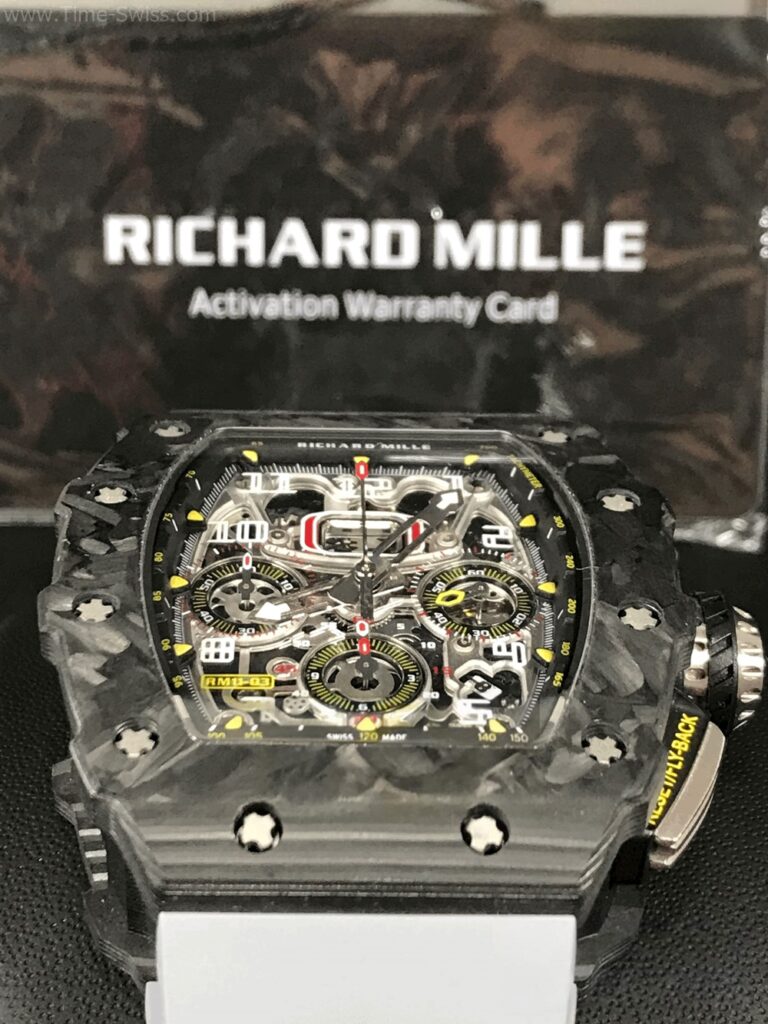 Richard Mille RM011-03 Carbon White Rubber KV V4 Swiss เรือนดำ สายยางขาว 05